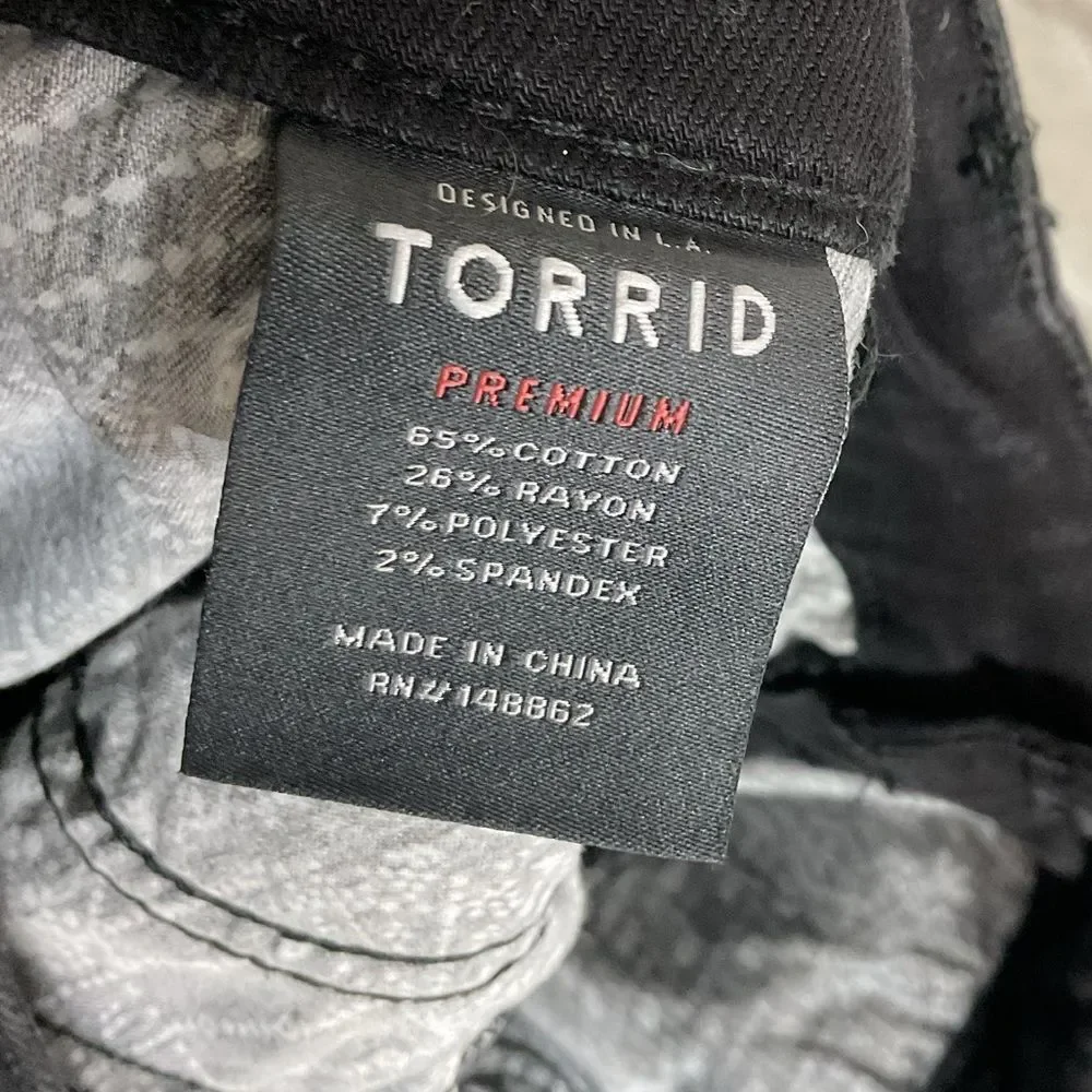 Torrid Premium Black Distressed Skinny Jeans Size 26T